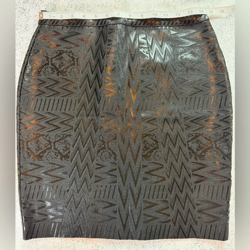 Deb Shops Black Jacquard Stretch Pencil Skirt XL